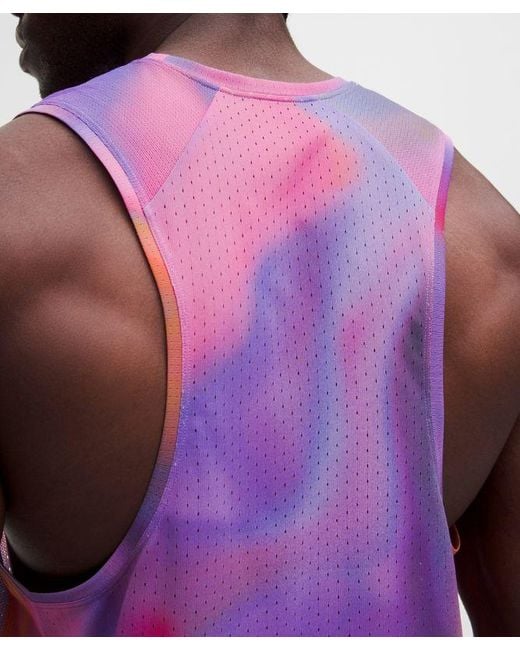 lululemon athletica Red – Fast And Free Singlet Race Length – Color Printed – Size Large for men