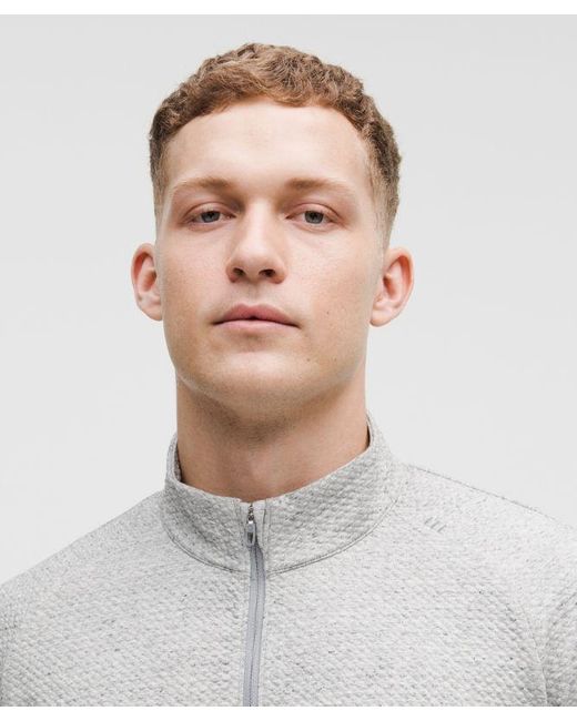 lululemon athletica Gray – Textured Double-Knit Half Zip Sweatshirt – Color Light/ – Size Large for men