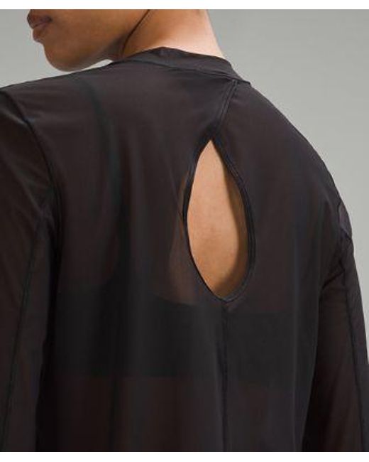 lululemon athletica Black Keyhole Mesh Long-sleeve Shirt