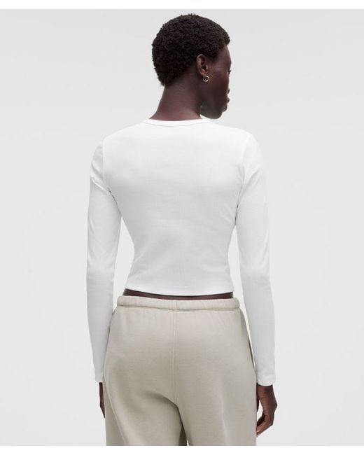 lululemon athletica White – Little Ribbed Long-Sleeve Tee – – Size 6