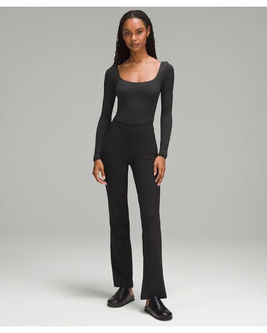 lululemon athletica Gray Wundermost Ultra-Soft Nulu Square-Neck Long-Sleeve Bodysuit