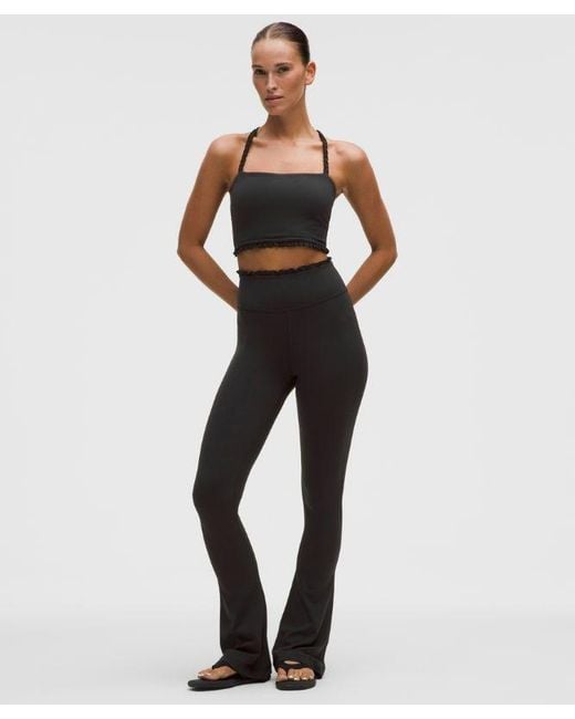 lululemon athletica Black – Nulu Ruffle-Trim Flared Pants – – Size 4