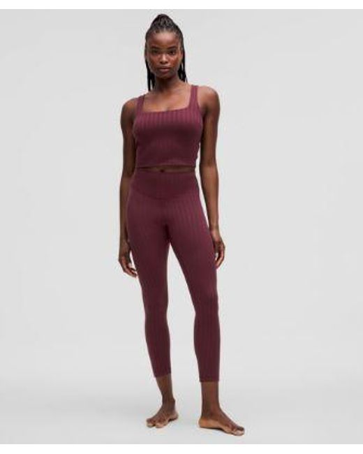 lululemon athletica Red Wunder Under Cropped Tank Top Light Support, C/D Cup Tonal Stripe