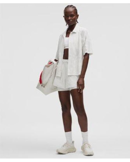 lululemon athletica White – Jacquard-Mesh Short-Sleeve Shirt Slnsh Collection – – Size Large