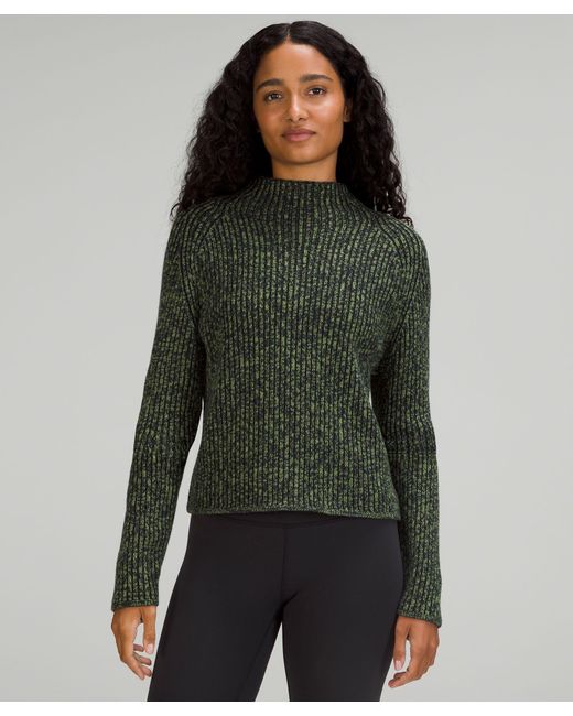 lululemon athletica Cotton-cashmere Blend Mock Neck Sweater in Green | Lyst