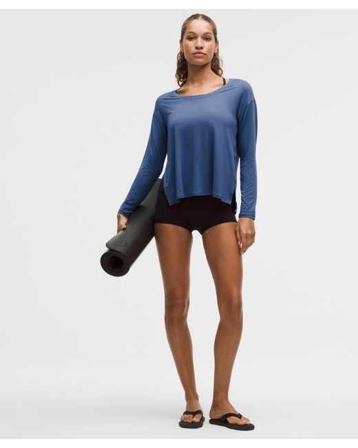 lululemon athletica Blue – Silkappeal Side-Slit Long-Sleeve Shirt – – Size Large