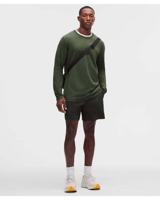 lululemon athletica Green – Everyday Classic Long-Sleeve T-Shirt – Cotton-Blend – – Size Large for men