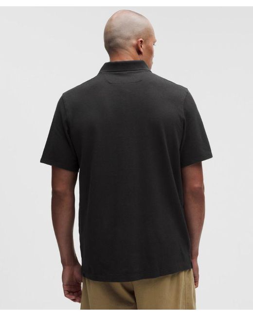 lululemon athletica Black – Pique Short-Sleeve Polo Shirt – Cotton-Blend – – Size Large for men
