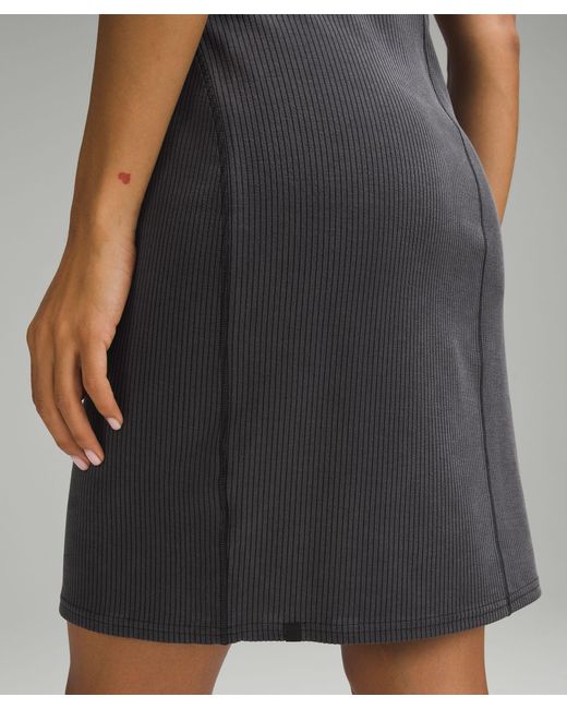 lululemon athletica Gray Ribbed Softstreme Slim-fit Tank Dress