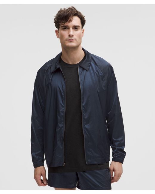 lululemon athletica Blue Stretch Satin Nylon Track Jacket for men
