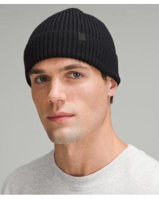 lululemon athletica Black Close-Fit Wool-Blend Ribbed Knit Beanie