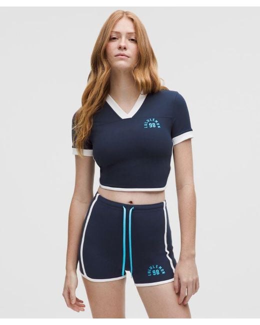 lululemon athletica Blue Nulu Sporty Trim Short-Sleeve Shirt