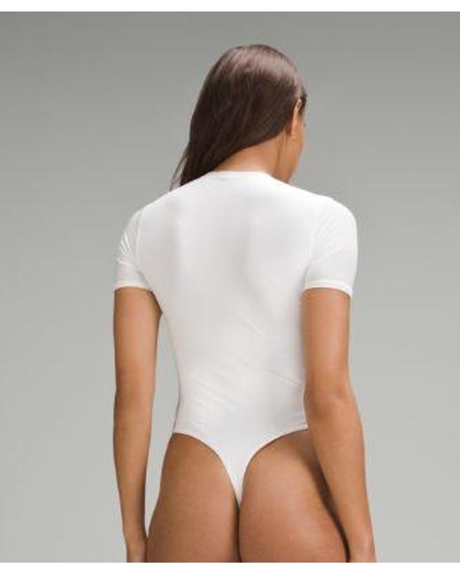 lululemon athletica White Wundermost Bodysuit - Ultra-soft Nulu Short-sleeve Crew Thong Bodysuit