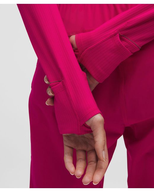 lululemon athletica Pink It's Rulu Ribbed Cropped Half Zip