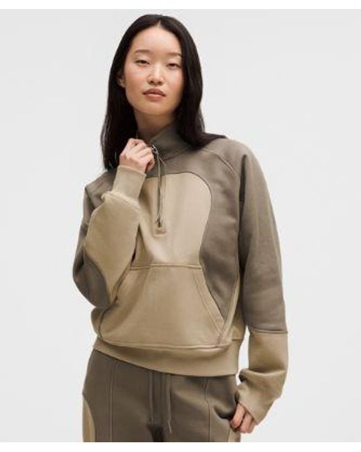 lululemon athletica Brown – Cotton Fleece Relaxed-Fit Half Zip Sweatshirt Slnsh Collection – – Size Large