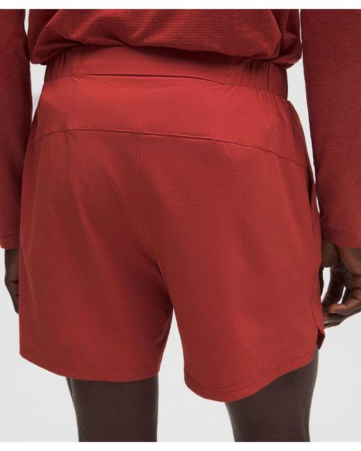 lululemon athletica Red – Mile Maker Linerless Shorts – 6" – – Size Large for men
