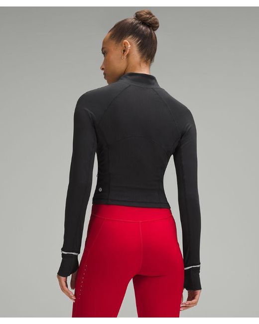 lululemon athletica Red – It'S Rulu Ribbed Cropped Half Zip Sweatshirt – –