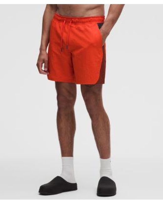 lululemon athletica Red Crinkle Nylon Swim Short 7" for men
