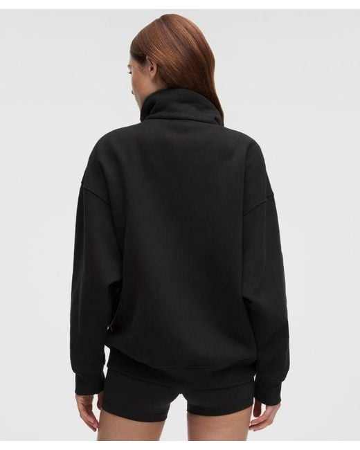 lululemon athletica Black – Steady State Superloft Oversized Funnel-Neck Half Zip Sweatshirt – – Size Large