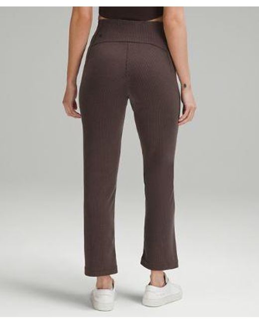 lululemon athletica Brown Ribbed Softstreme Zip-Leg High-Rise Cropped Pant 25"