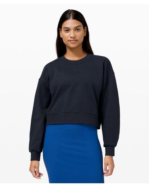 lululemon athletica Blue – Perfectly Oversized Cropped Crew Sweatshirt French Terry – – Size 8