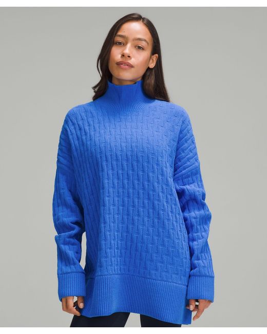 lululemon athletica Blue Cable-knit Relaxed-fit Sweater