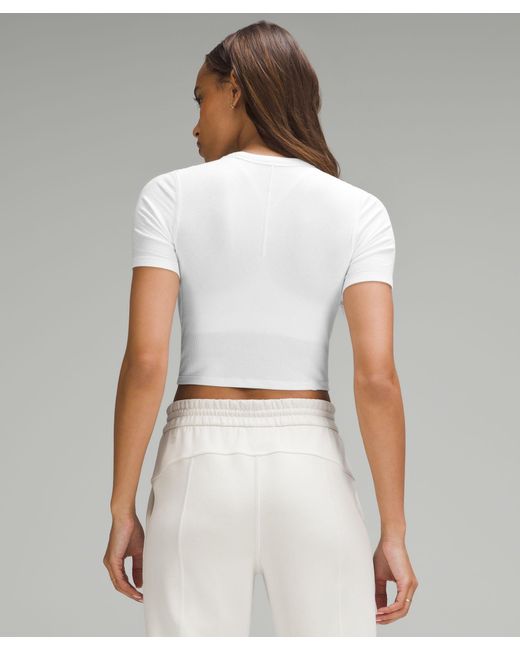 lululemon athletica White Hold Tight Straight Hem Cropped T-shirt