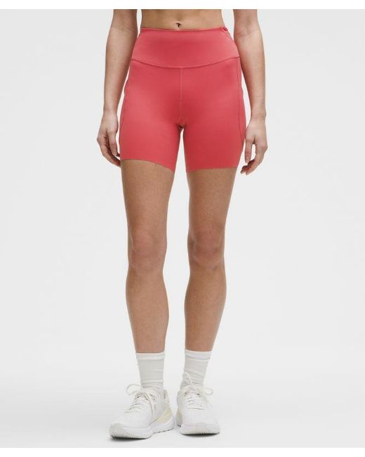 lululemon athletica Red – Fast And Free High-Rise Shorts 5 Pocket – 6" – – Size 4