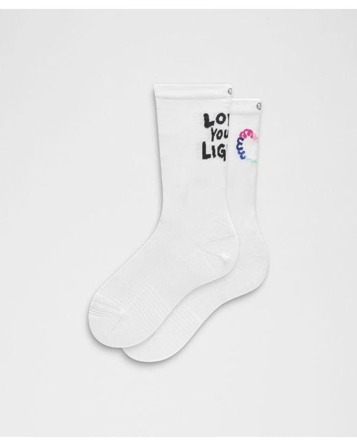 lululemon athletica White – Power Stride Crew Socks Pride – – Size Large