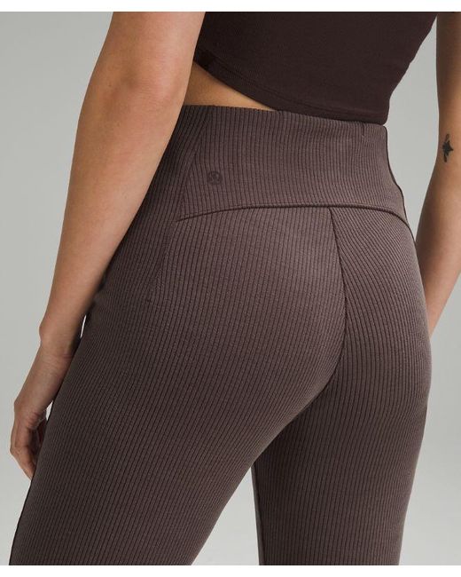 lululemon athletica Brown Ribbed Softstreme Zip-Leg High-Rise Cropped Pant 25"