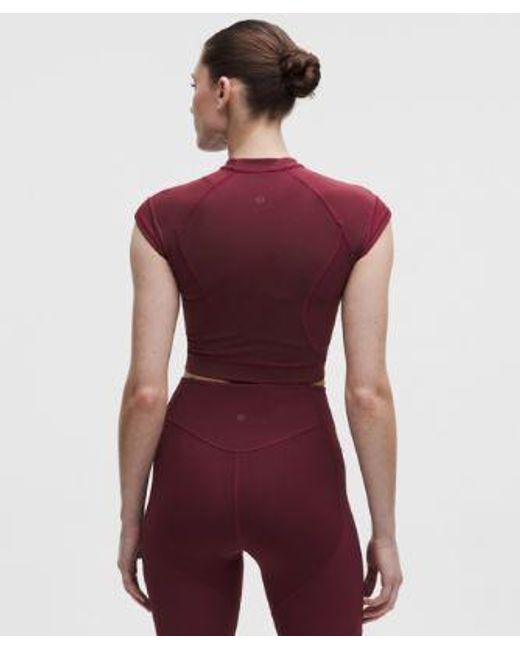 lululemon athletica Red – Everlux Panelled Short-Sleeve Shirt – Color Burgundy/ – Size Large