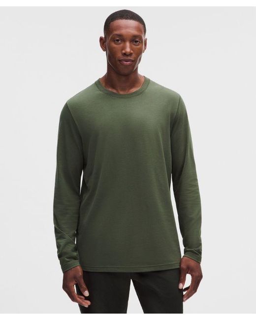 lululemon athletica Green – Everyday Classic Long-Sleeve T-Shirt – Cotton-Blend – – Size Large for men