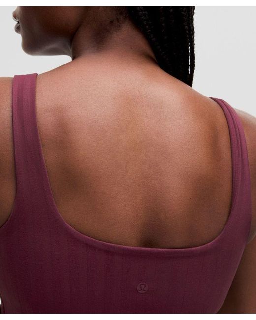 lululemon athletica Red Wunder Under Cropped Tank Top Light Support, C/D Cup Tonal Stripe
