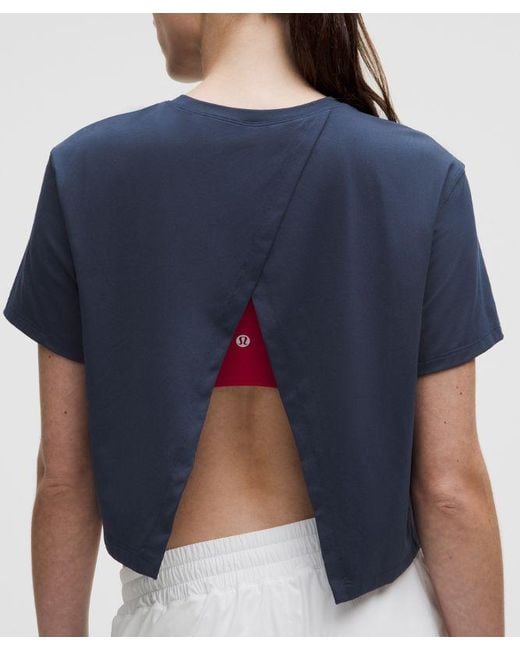 lululemon athletica Blue – Pace Crush Cross-Back Graphic T-Shirt – – Size Large