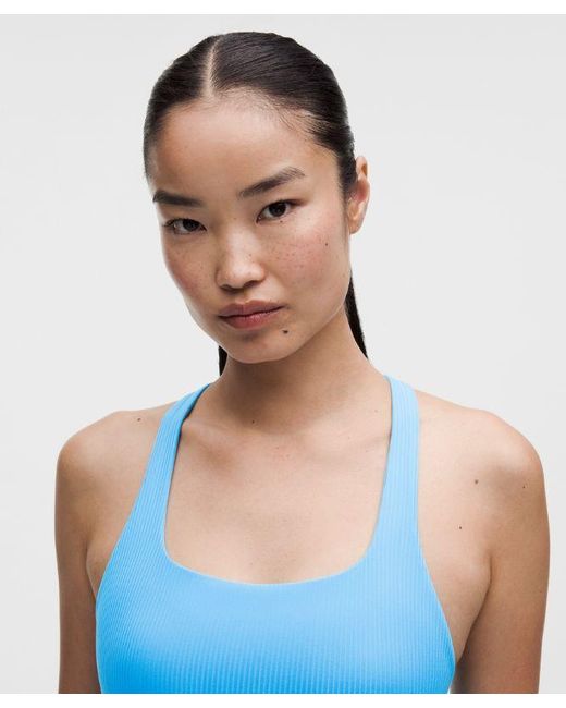 lululemon athletica Blue – All-Time Hero Ribbed Sports Bra Medium Support, B/C Cup – – Size Large