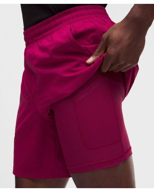 lululemon athletica Red – Pace Breaker Lined Shorts – 7" – Size Large for men