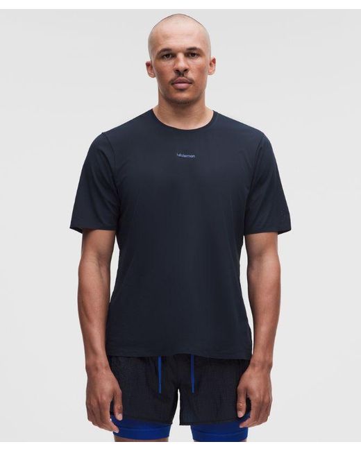 lululemon athletica Blue – Fast And Free Short-Sleeve Shirt Race Length – – Size Large for men