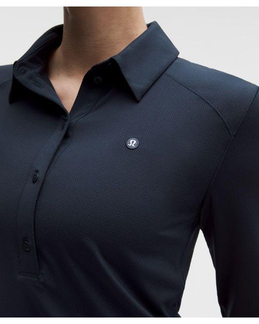 lululemon athletica Blue Quick-Dry Long-Sleeve Polo Shirt