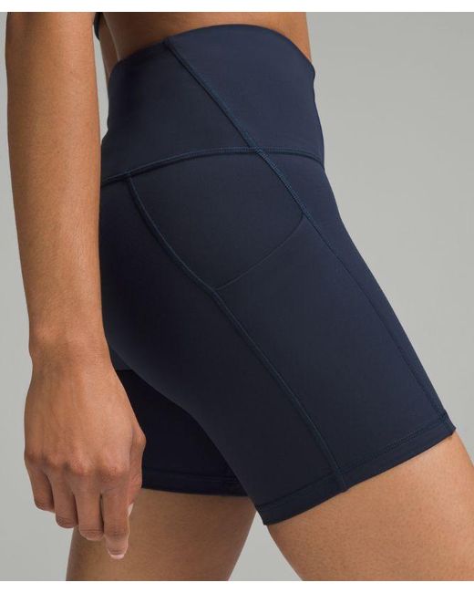 lululemon athletica Blue – Wunder Train High-Rise Shorts With Pockets – 6" – – Size 4