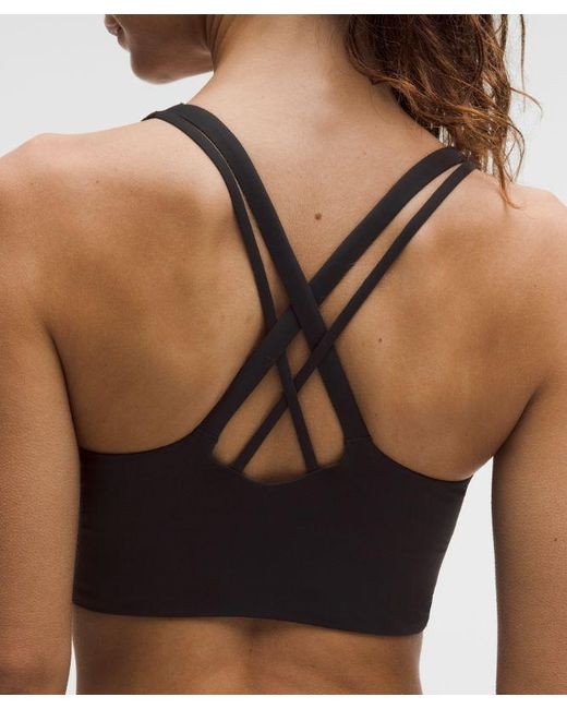 lululemon athletica Black Energy Longline Bra Medium Support B-D Cups Evolve