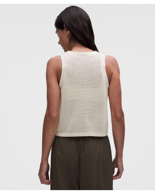 lululemon athletica White Cotton Crochet Mesh Tank Top