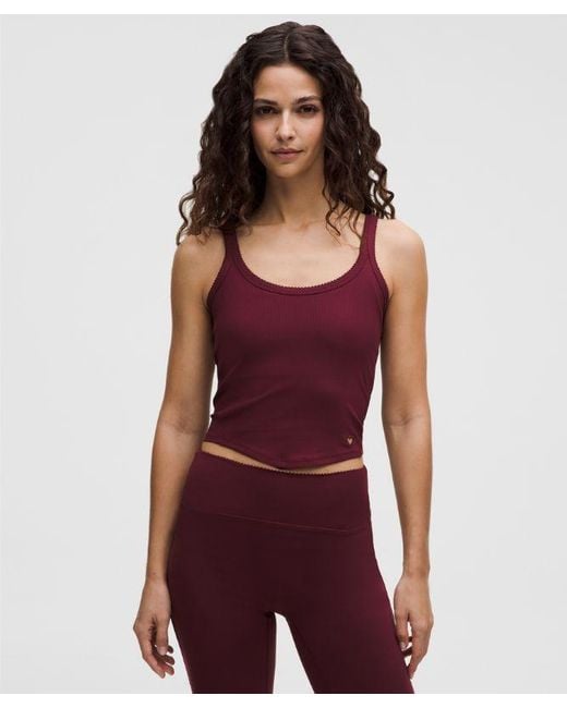 lululemon athletica Red – Nulu Ribbed Cropped Tank Top Heart – Color Burgundy/ –