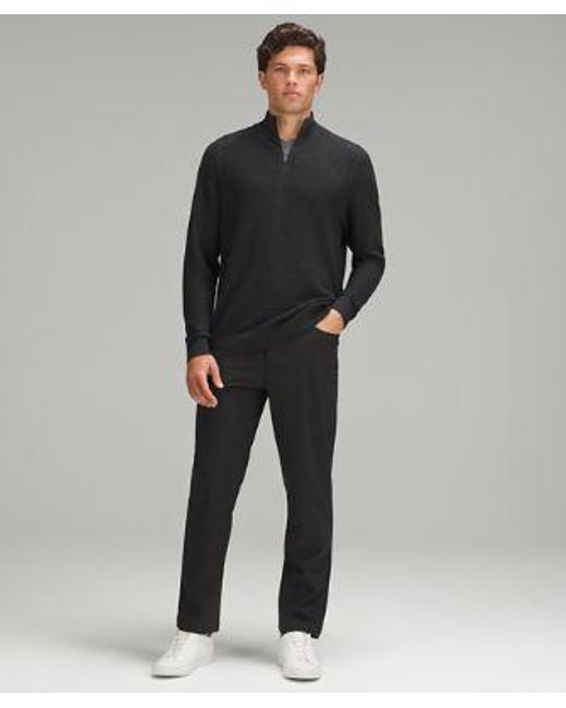 lululemon athletica Gray Textured Knit Half-zip Sweater - Color Black/grey - Size L for men