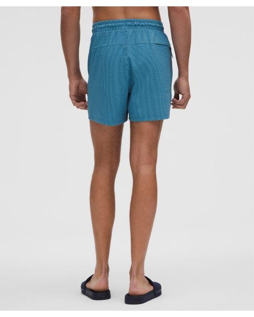 lululemon athletica Blue Textured Swim Short 5" for men