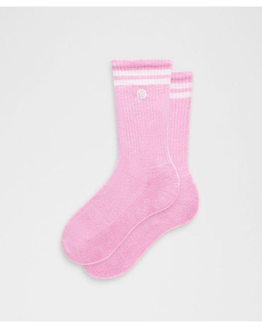 lululemon athletica Pink – Daily Essential Crew Socks Stripe – – Size Large
