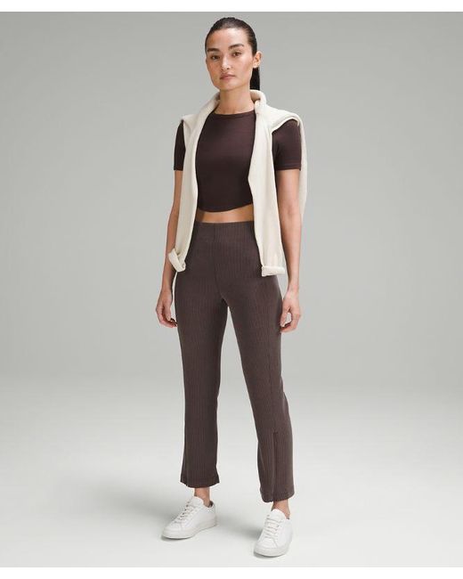 lululemon athletica Brown Ribbed Softstreme Zip-Leg High-Rise Cropped Pant 25"