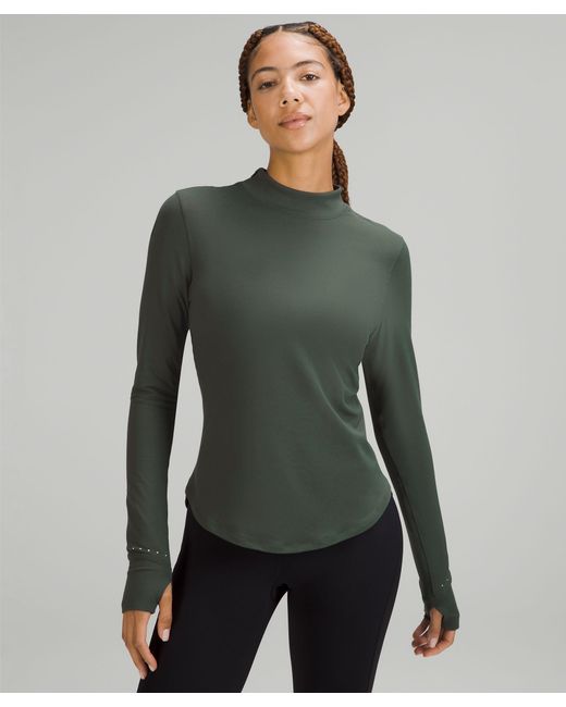 lululemon athletica Green Rulu Running Mockneck Long-Sleeve Shirt