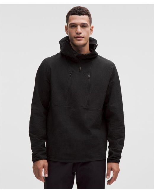 lululemon athletica Black Grid Fleece High-Neck Pullover Hoodie for men
