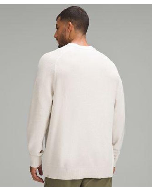 lululemon athletica Textured Knit Crewneck Sweater - Color White - Size L for men