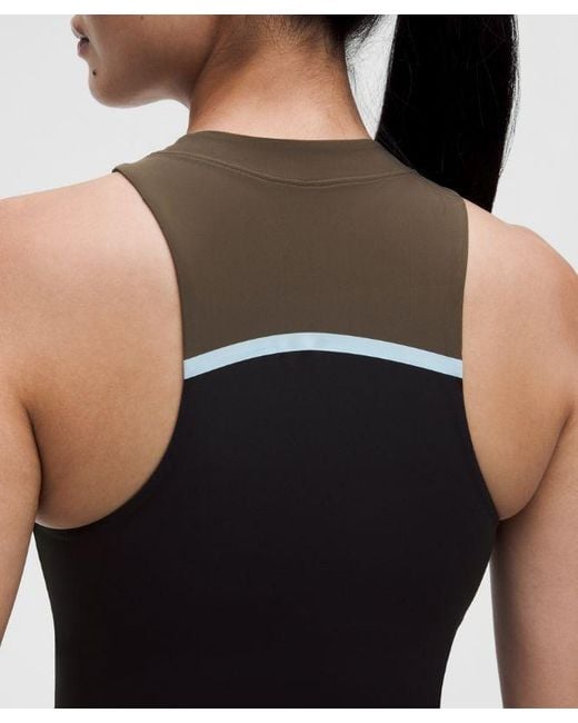 lululemon athletica Black – Mockneck Shelf Tank Top Light Support, B/C Cup Stripe – – Size Large